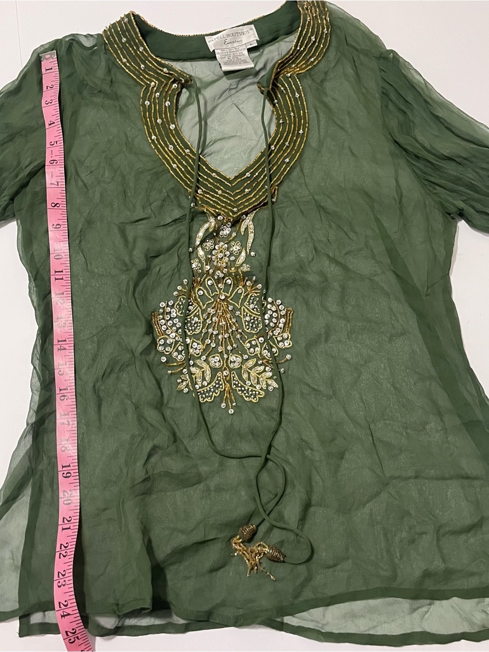 Vintage Papell Boutique Evening 100% Silk Beaded Tunic Blouse - Picture 7 of 7